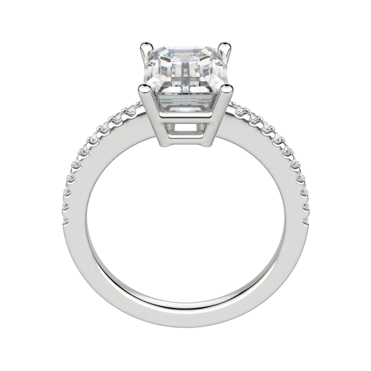 2.30 CT Emerald Solitaire Moissanite Engagement Ring With Pave Setting