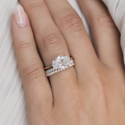 3.5 CT East West Oval Solitaire Lab Grown Diamond Engagement Ring