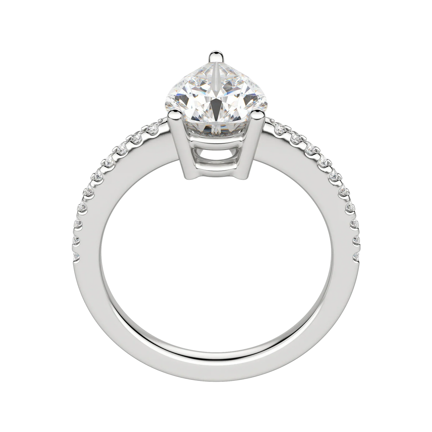 1.33 CT Pear Cut Solitaire Pave Moissanite Engagement Ring