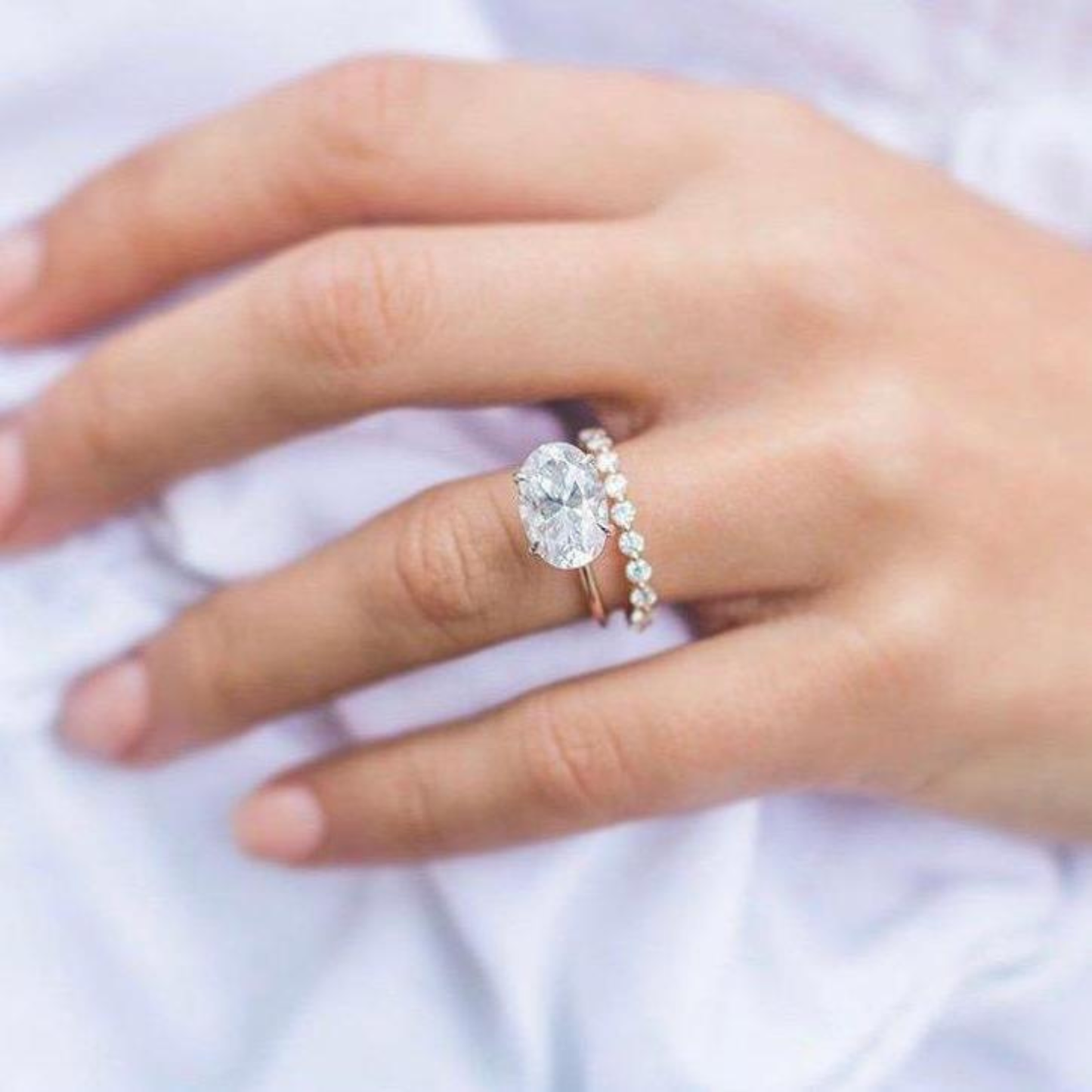 4 CT East West Oval Solitaire Lab Grown Diamond Engagement Ring