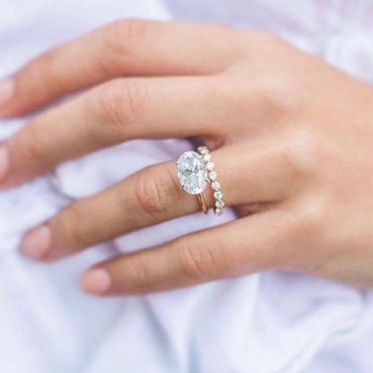 4 CT East West Oval Solitaire Lab Grown Diamond Engagement Ring