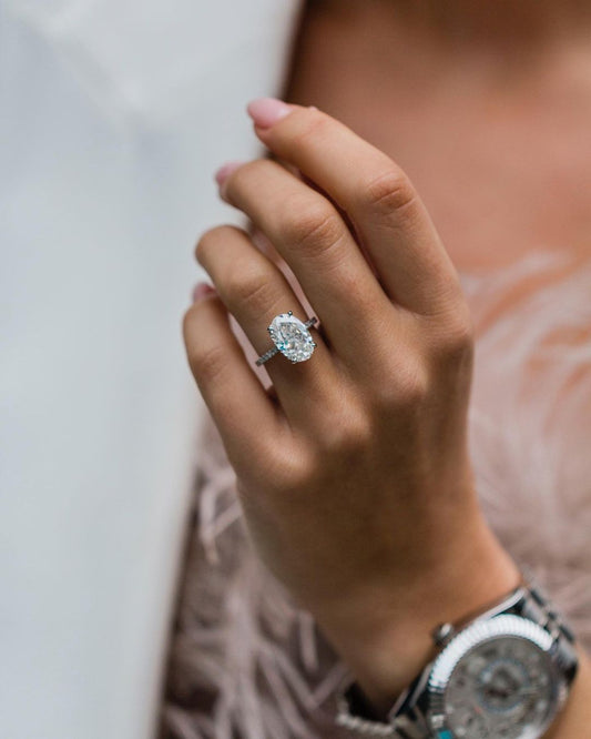 5.90 CT Oval Cut Solitaire Moissanite Engagement Ring