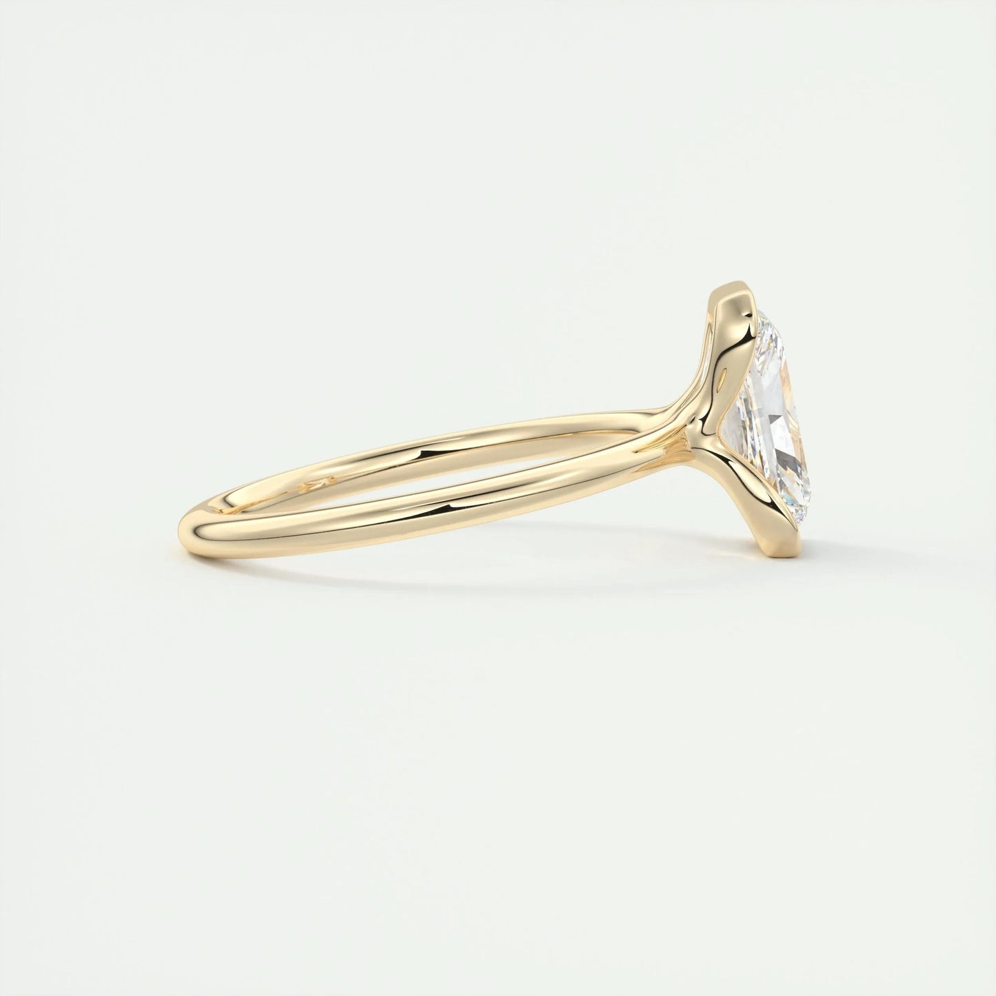 2.10 CT Radiant  Solitaire Half Bezel Moissanite Engagement Ring