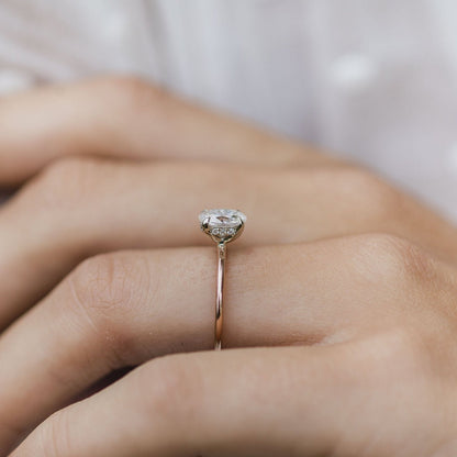 1.33 CT Oval Hidden Halo Lab Grown Diamond Engagement Ring