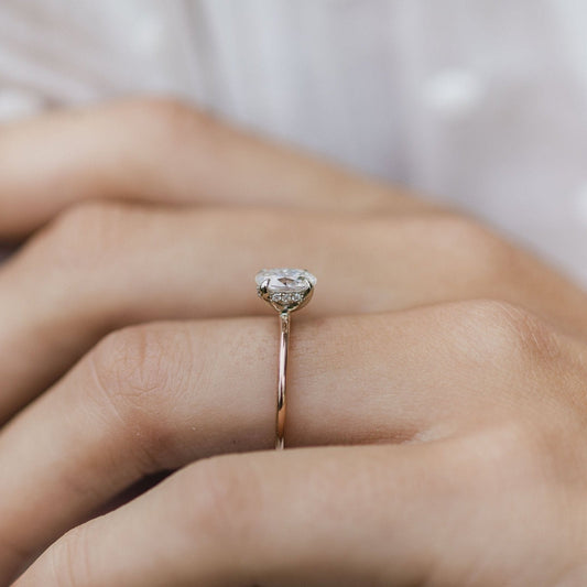 1.33 CT Oval Hidden Halo Lab Grown Diamond Engagement Ring