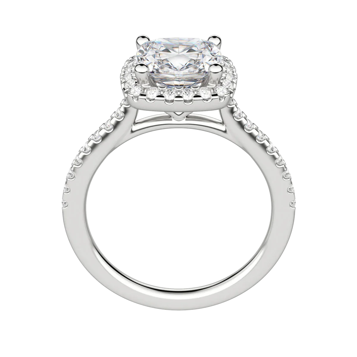 2.15 CT Cushion Cut Halo Moissanite Engagement Ring