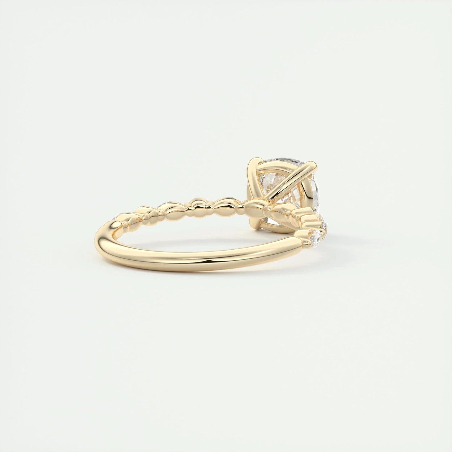 2.15 CT Cushion Cut Solitaire Pave Moissanite Engagement Ring