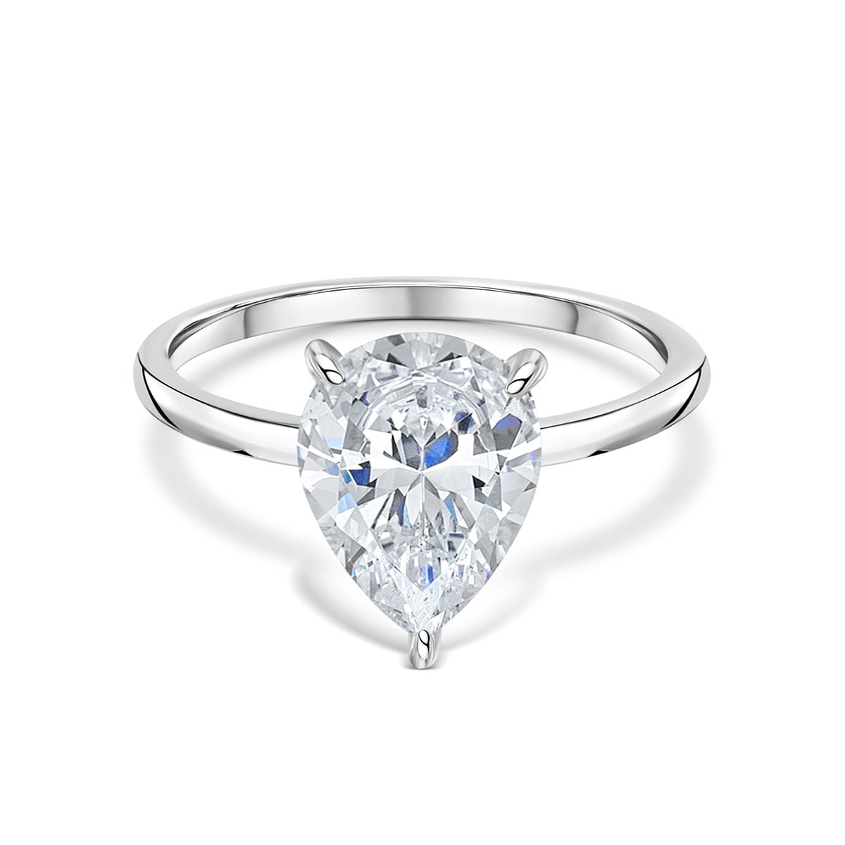 1.33 CT Pear Solitaire Moissanite Engagement Ring With Hidden Halo Setting