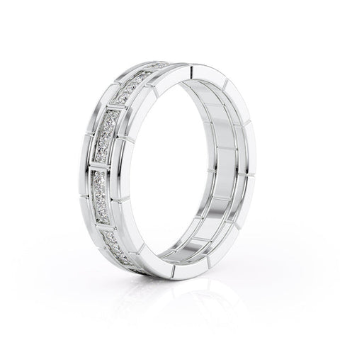 Round Shaped Stones Wedding Band For Men