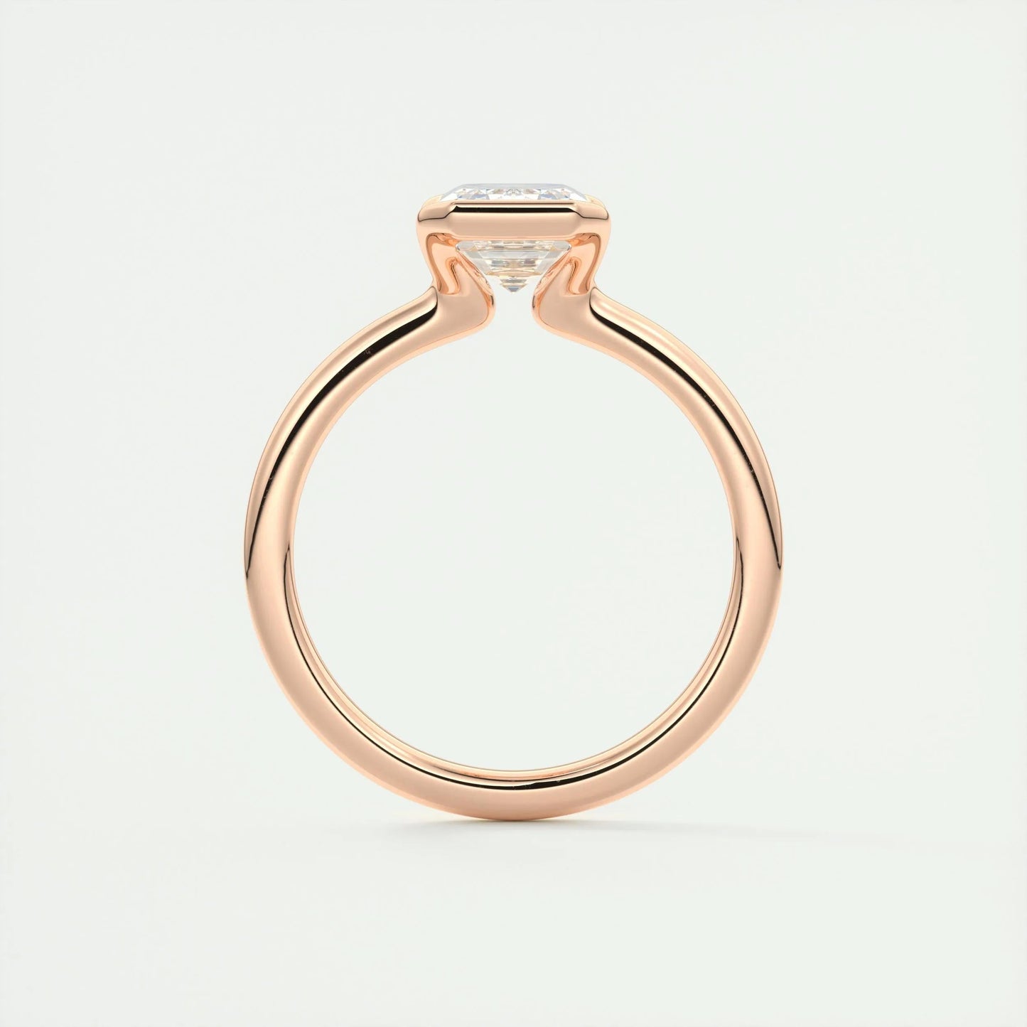 1.91 CT Emerald Half Bezel Solitaire Moissanite Engagement Ring