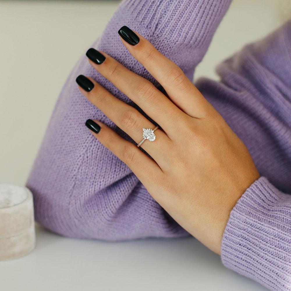 2.1 CT Oval Shaped Cluster Moissanite Engagement Ring