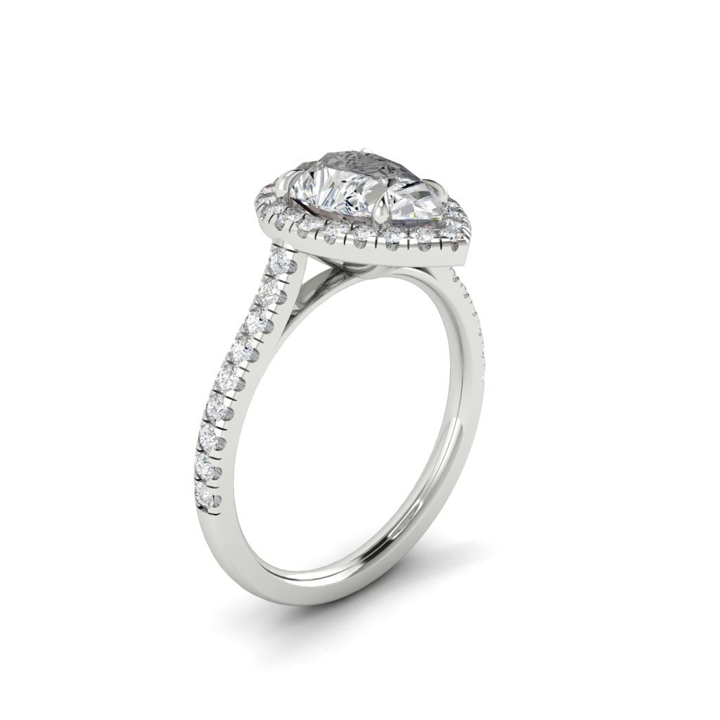 2.1 CT Pear Cut Halo Pave Moissanite Engagement Ring