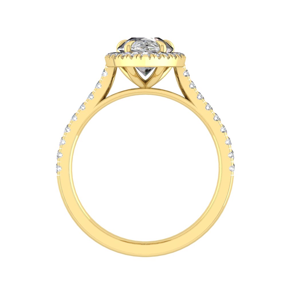 2.1 CT Pear Cut Halo Pave Moissanite Engagement Ring