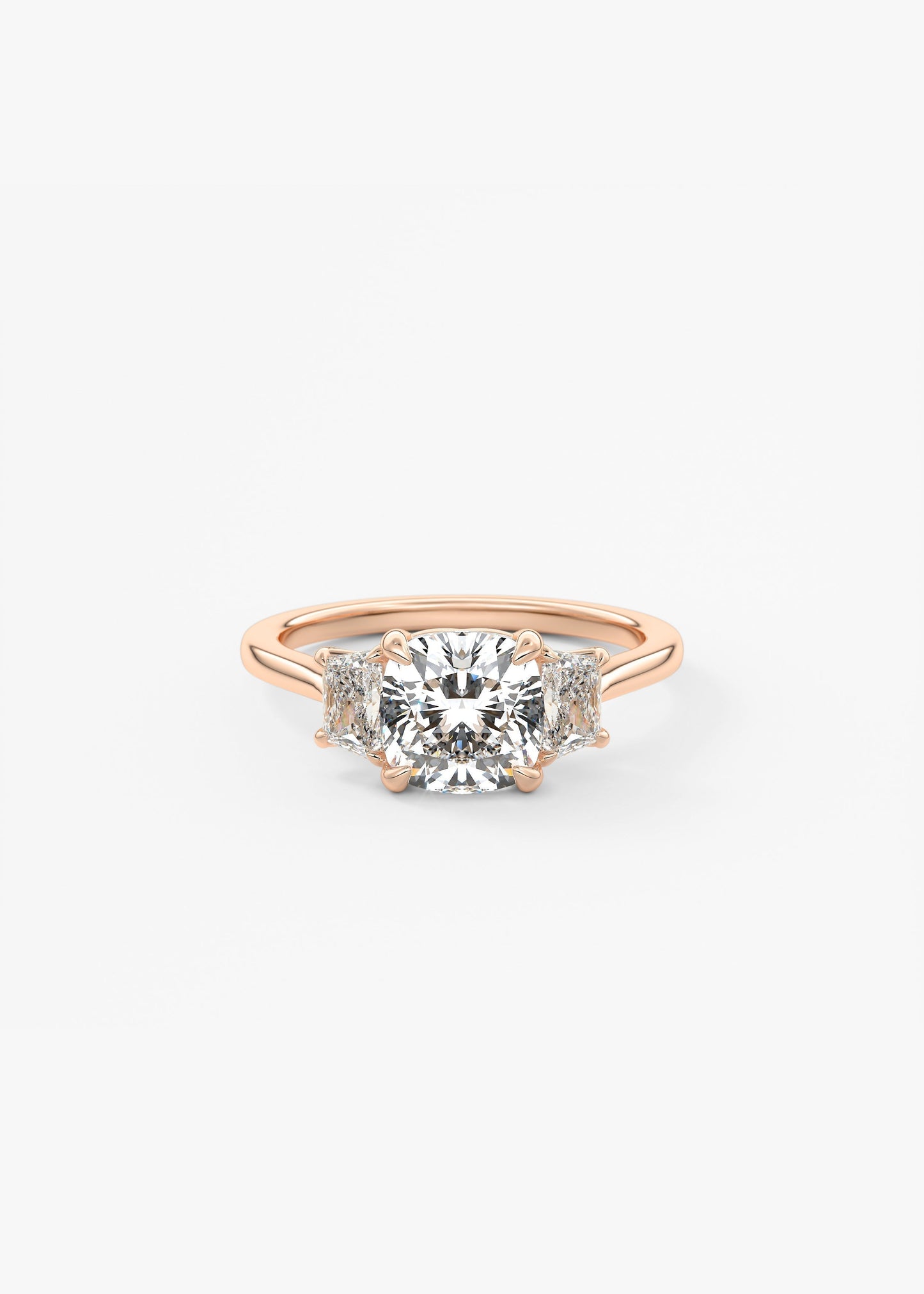 Cushion Three Stone Lab Grown Diamond Engagement Ring
