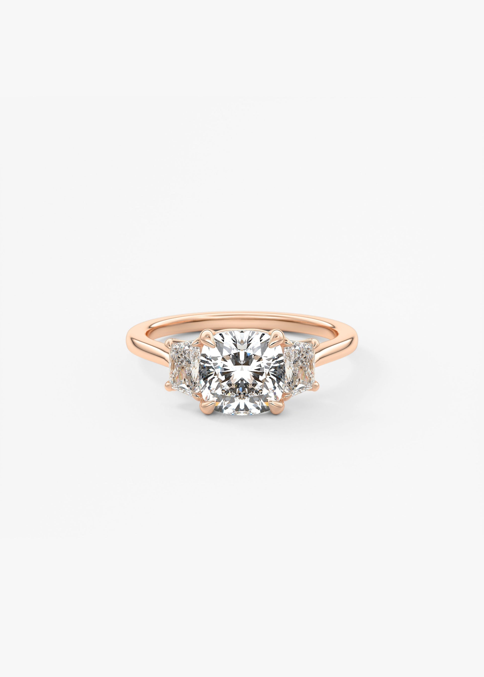 Cushion Three Stone Lab Grown Diamond Engagement Ring