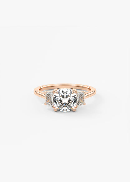 Cushion Three Stone Lab Grown Diamond Engagement Ring