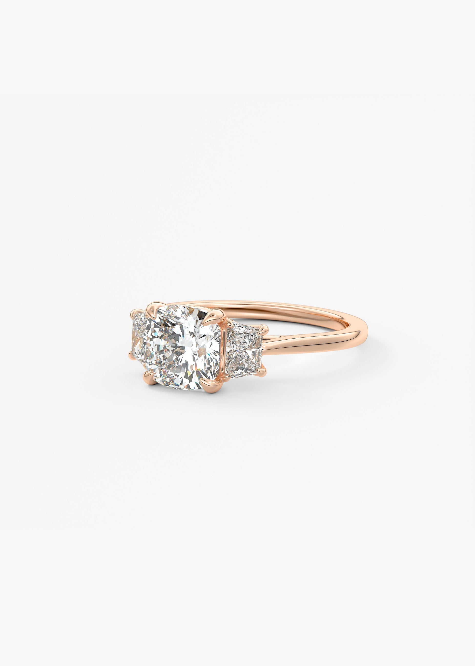 Cushion Three Stone Lab Grown Diamond Engagement Ring