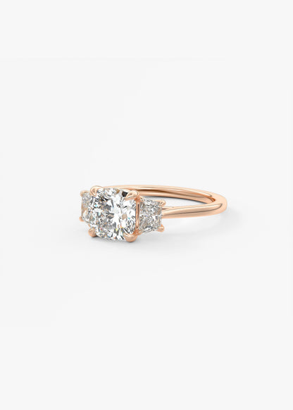 Cushion Three Stone Lab Grown Diamond Engagement Ring