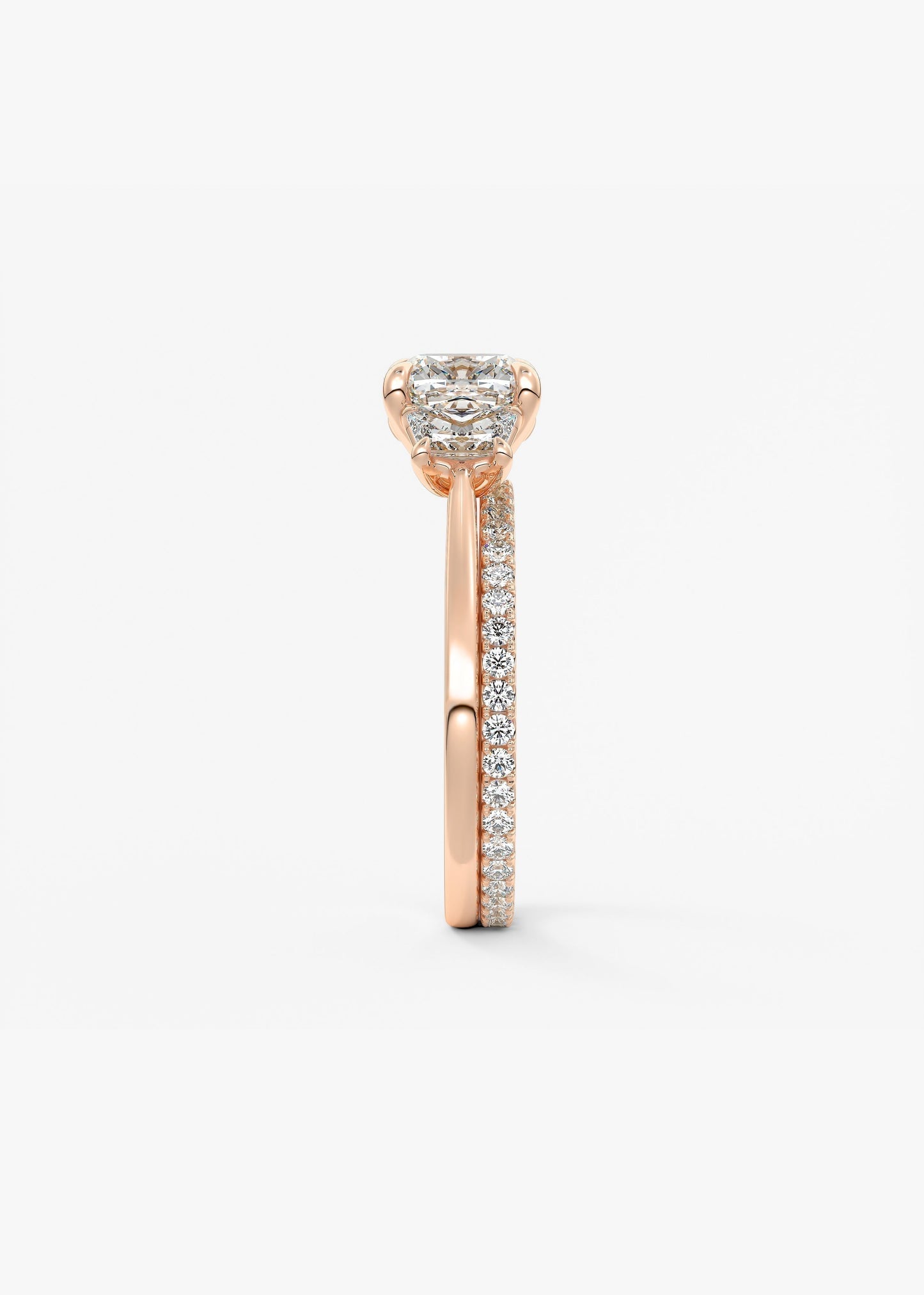 Cushion Three Stone Lab Grown Diamond Engagement Ring