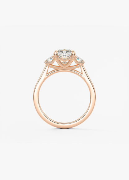 Cushion Three Stone Lab Grown Diamond Engagement Ring