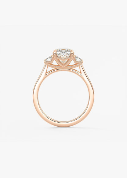 Cushion Three Stone Lab Grown Diamond Engagement Ring