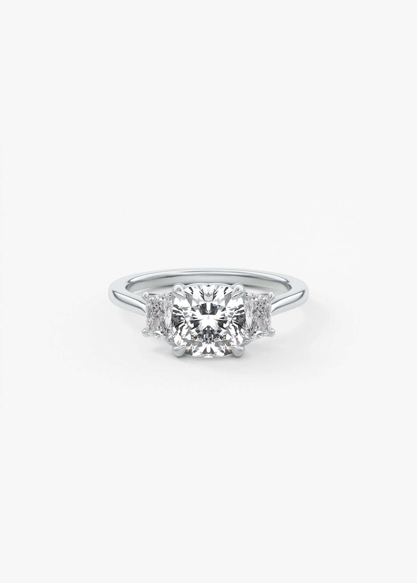 Cushion Three Stone Lab Grown Diamond Engagement Ring