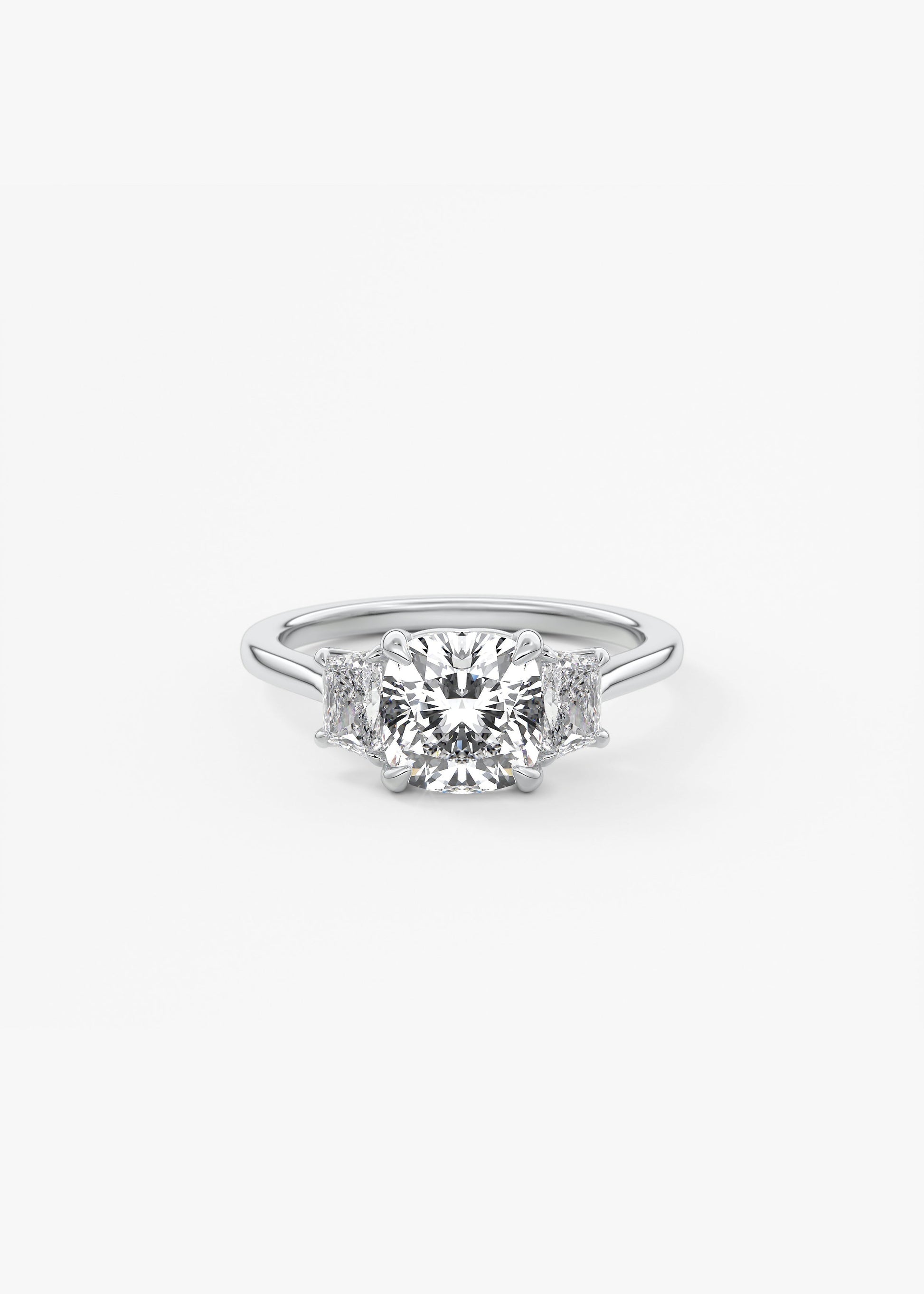 Cushion Three Stone Lab Grown Diamond Engagement Ring