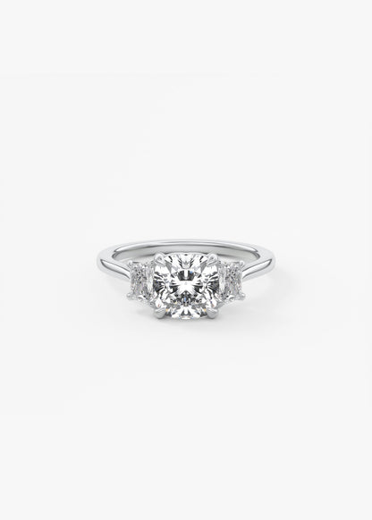 Cushion Three Stone Lab Grown Diamond Engagement Ring
