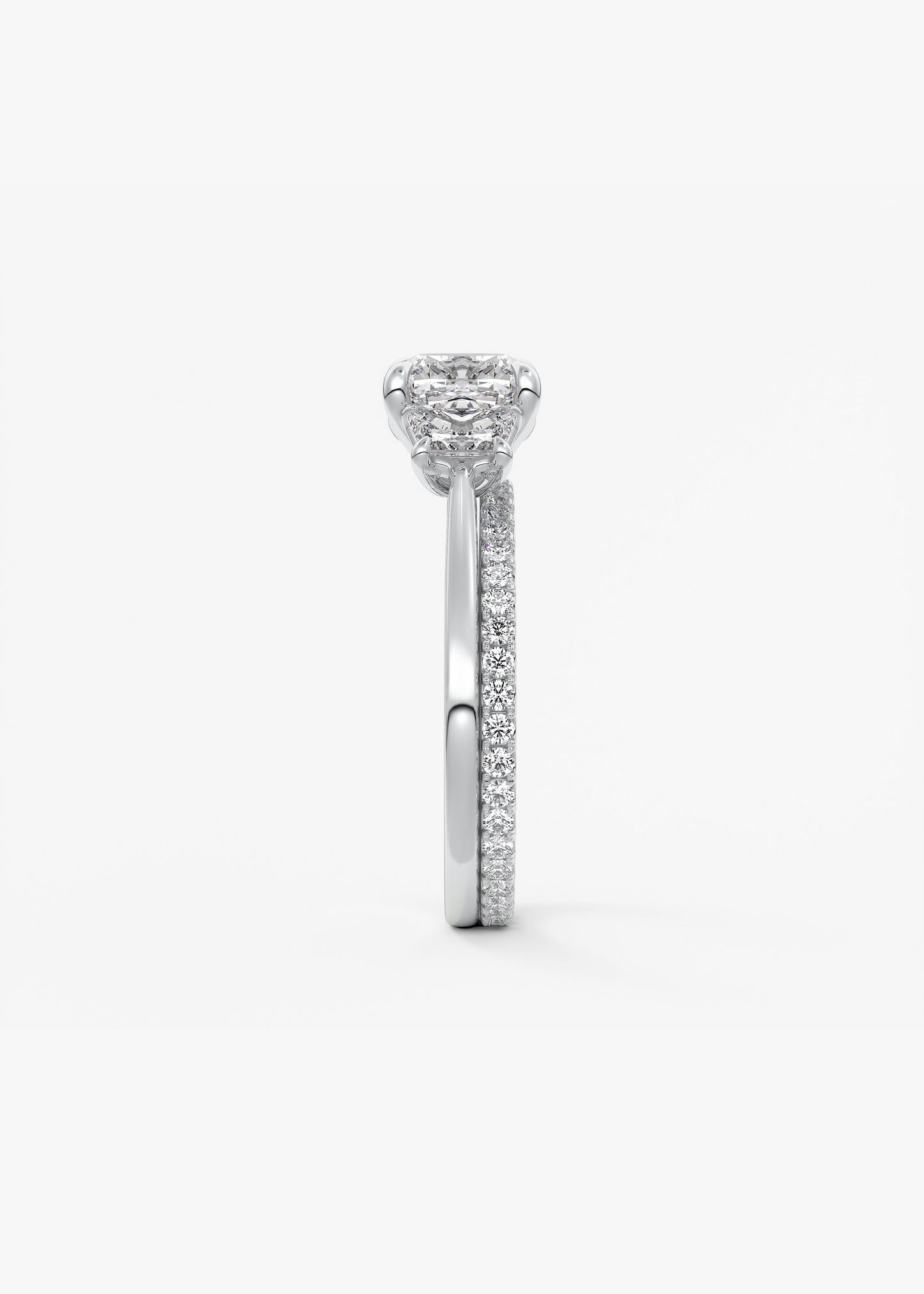 Cushion Three Stone Lab Grown Diamond Engagement Ring