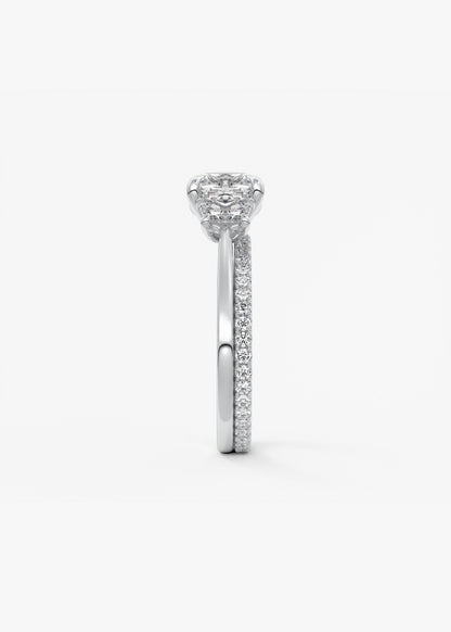 Cushion Three Stone Lab Grown Diamond Engagement Ring