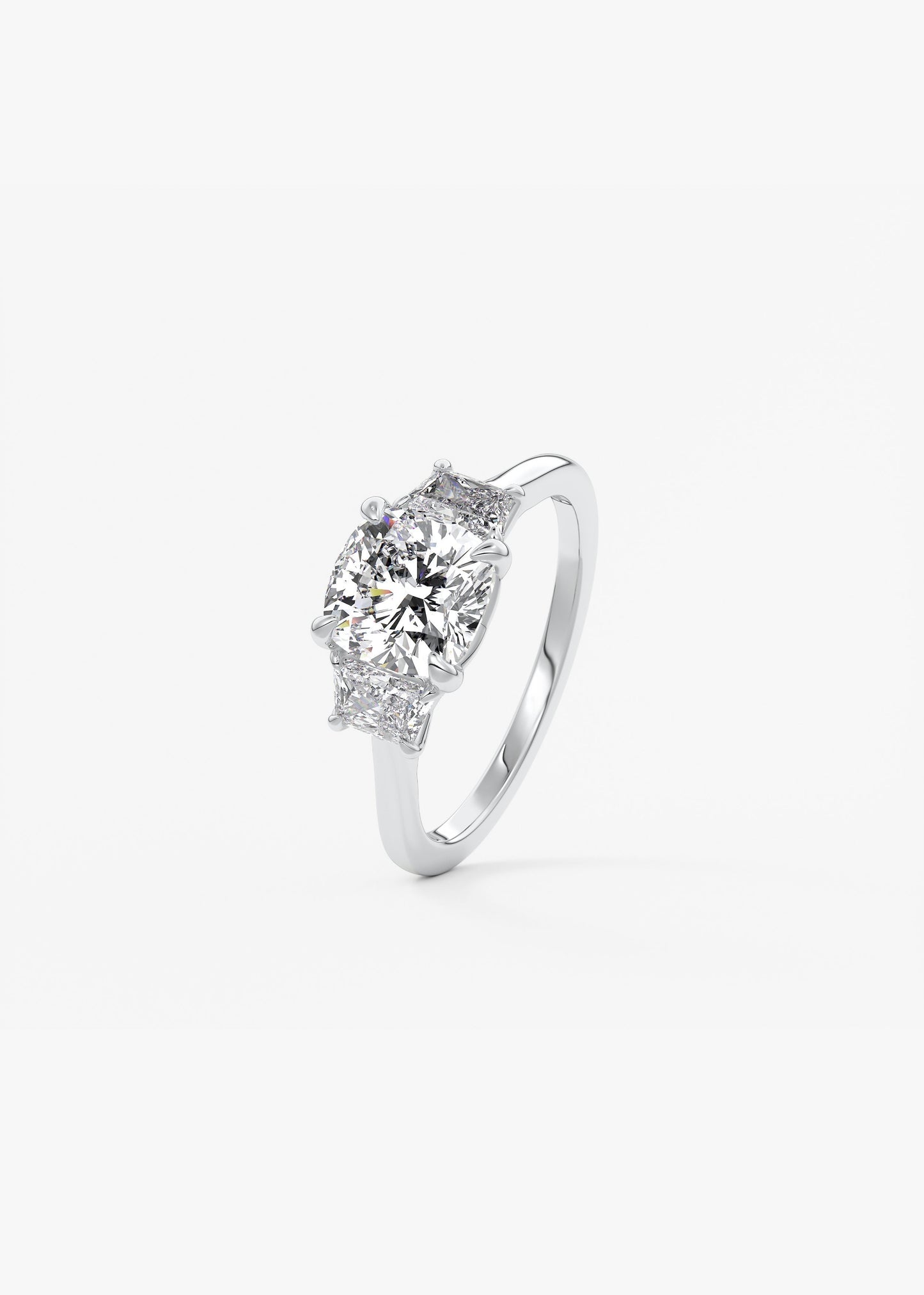 Cushion Three Stone Lab Grown Diamond Engagement Ring