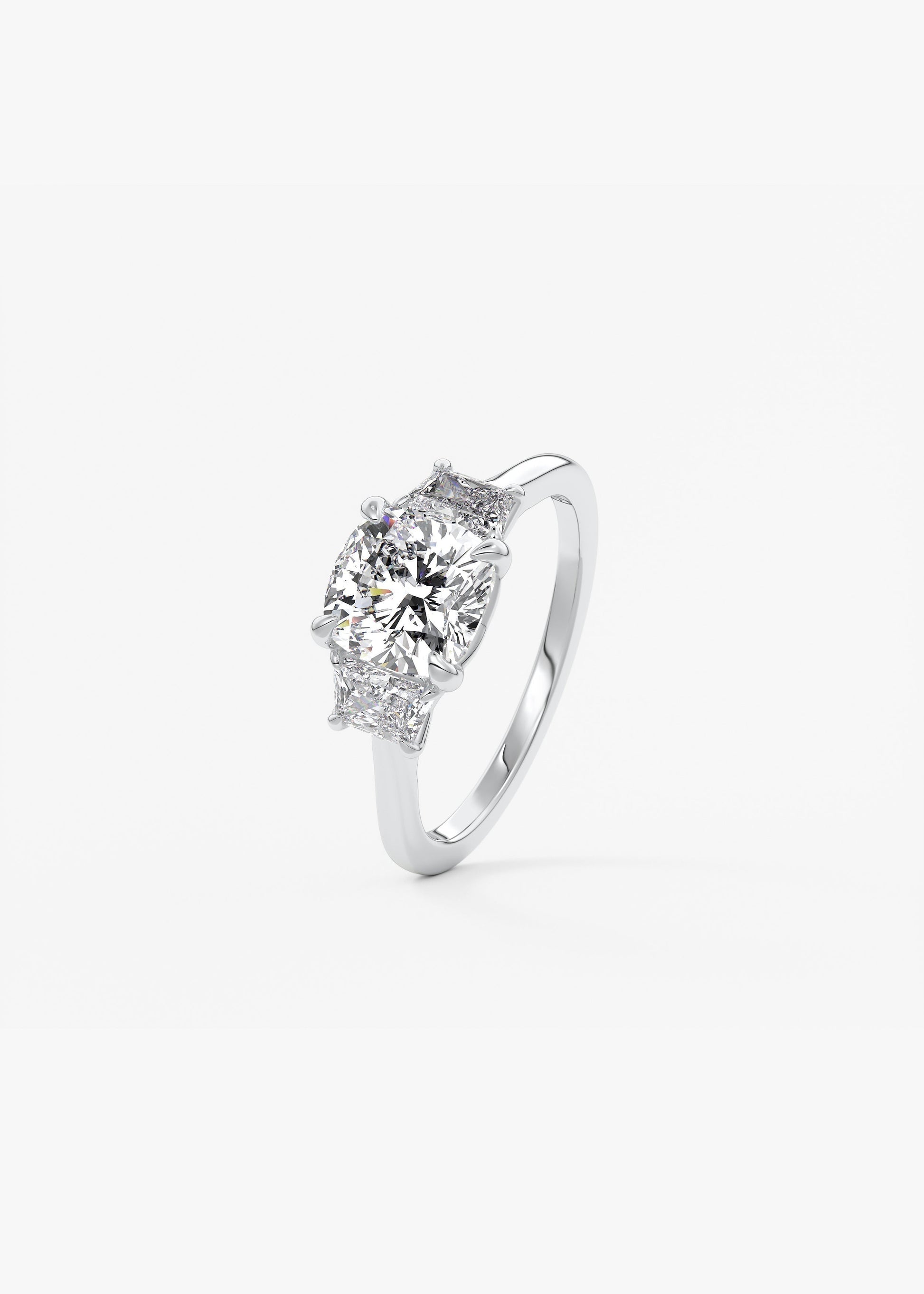 Cushion Three Stone Lab Grown Diamond Engagement Ring