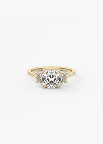 Cushion Three Stone Lab Grown Diamond Engagement Ring
