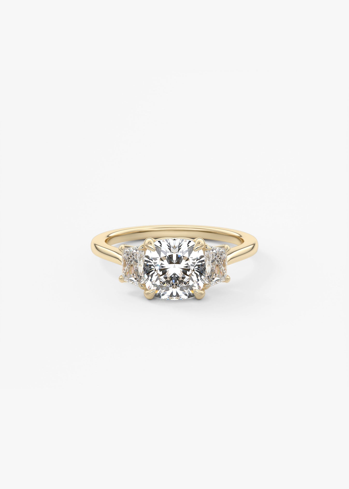 Cushion Three Stone Lab Grown Diamond Engagement Ring