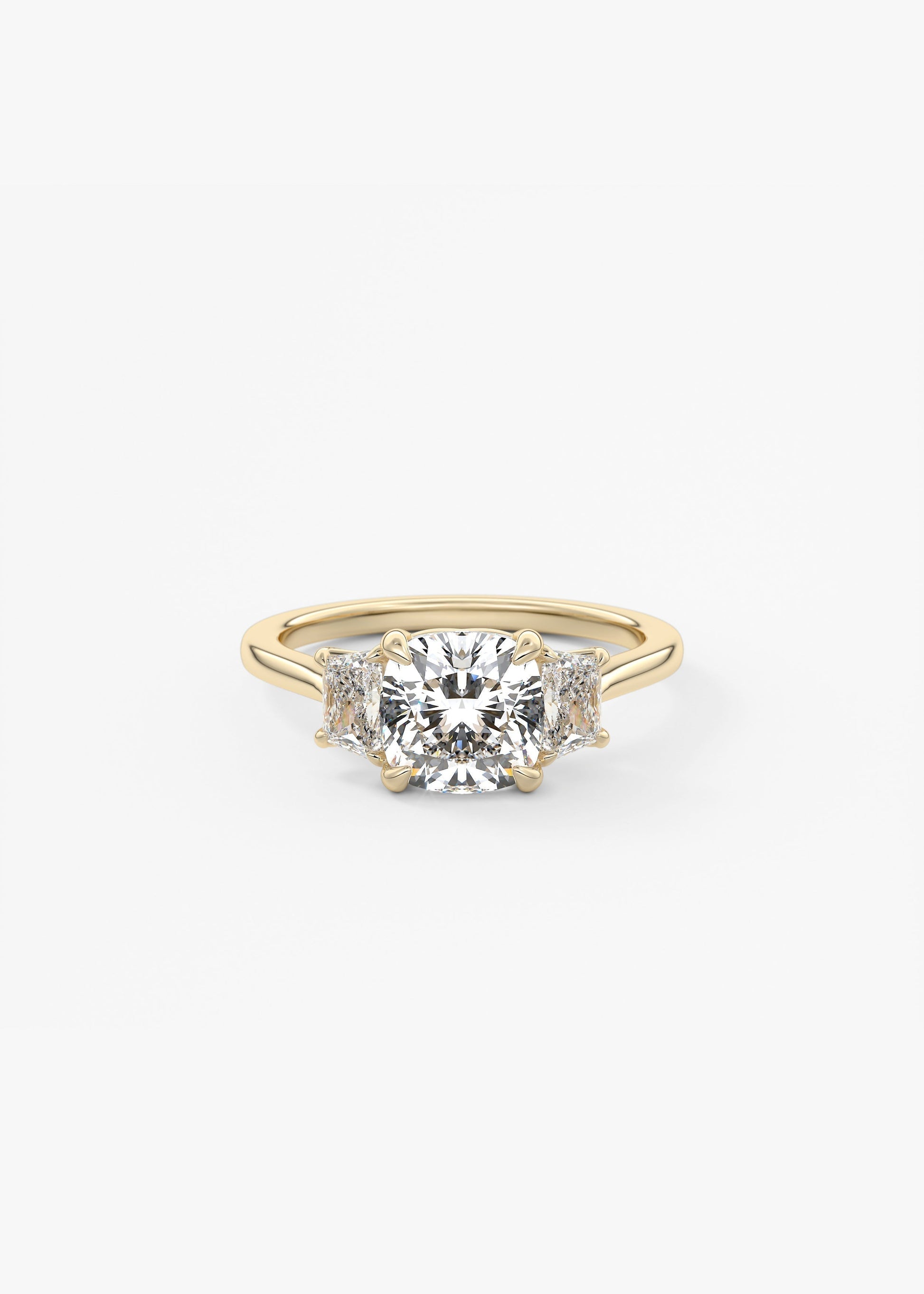 Cushion Three Stone Lab Grown Diamond Engagement Ring