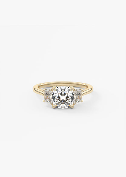 Cushion Three Stone Lab Grown Diamond Engagement Ring