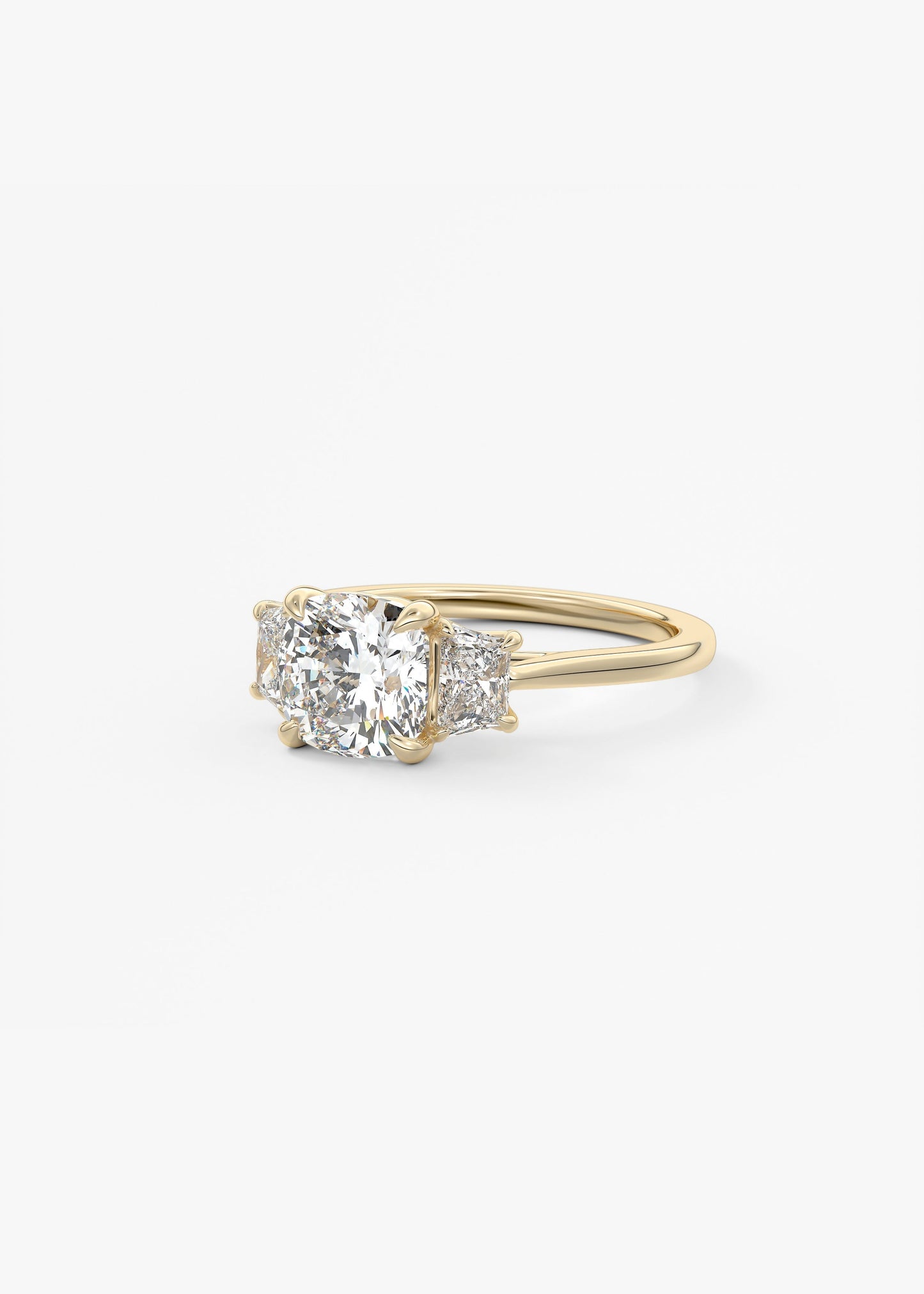 Cushion Three Stone Lab Grown Diamond Engagement Ring