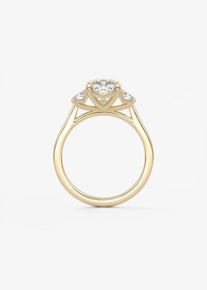 Cushion Three Stone Lab Grown Diamond Engagement Ring