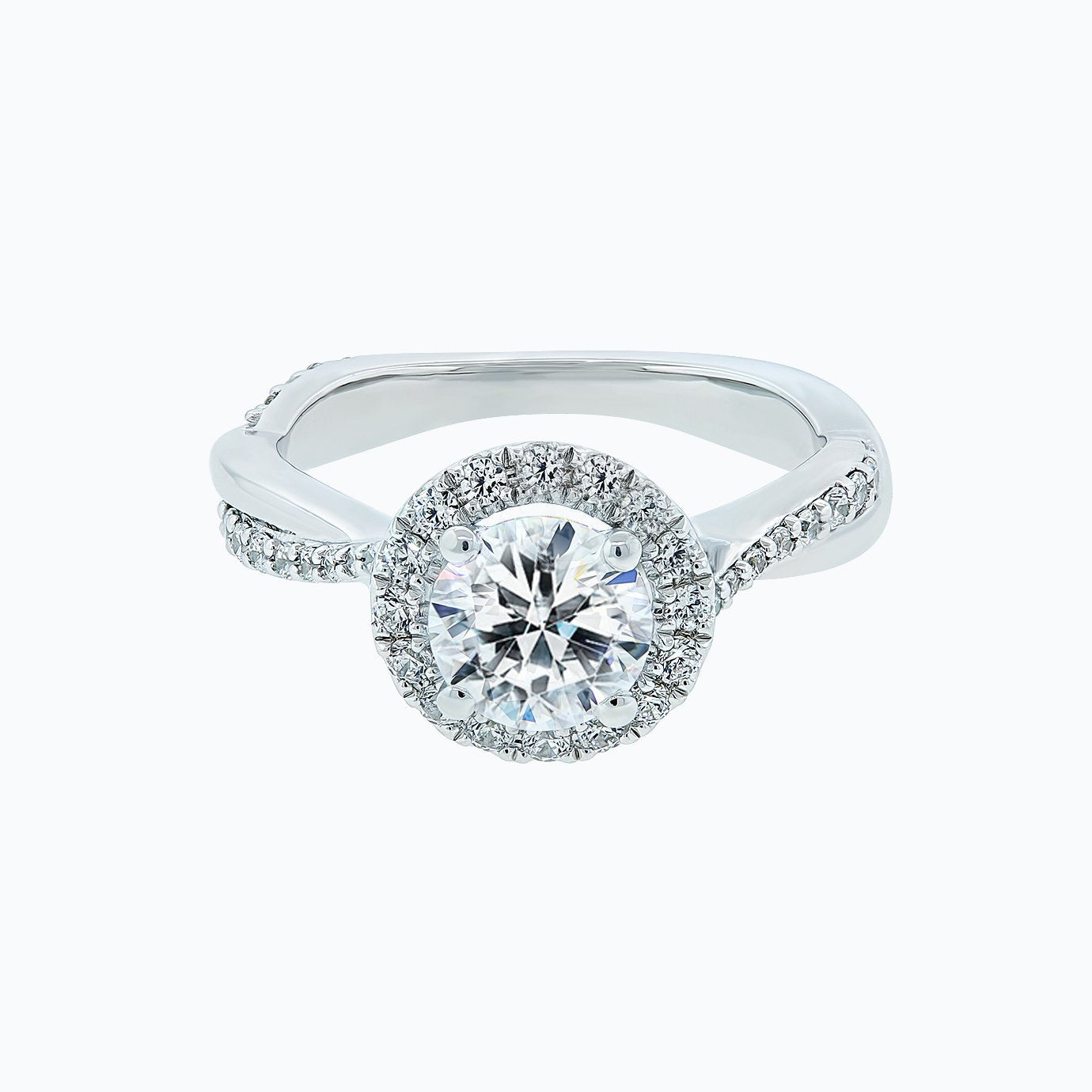 1.0 CT Round Shaped Moissanite Halo Engagement Ring