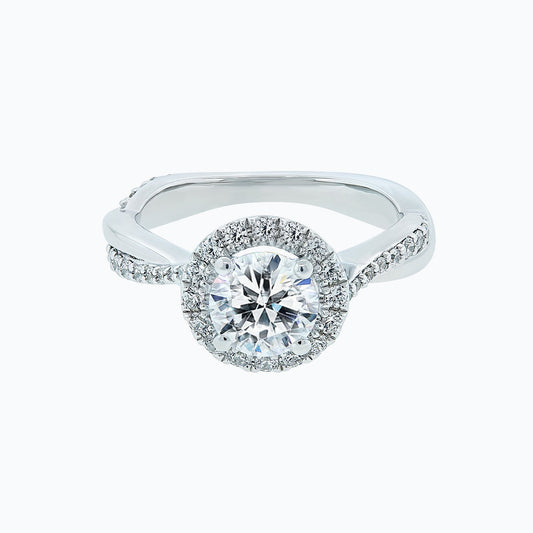 1.0 CT Round Shaped Moissanite Halo Engagement Ring