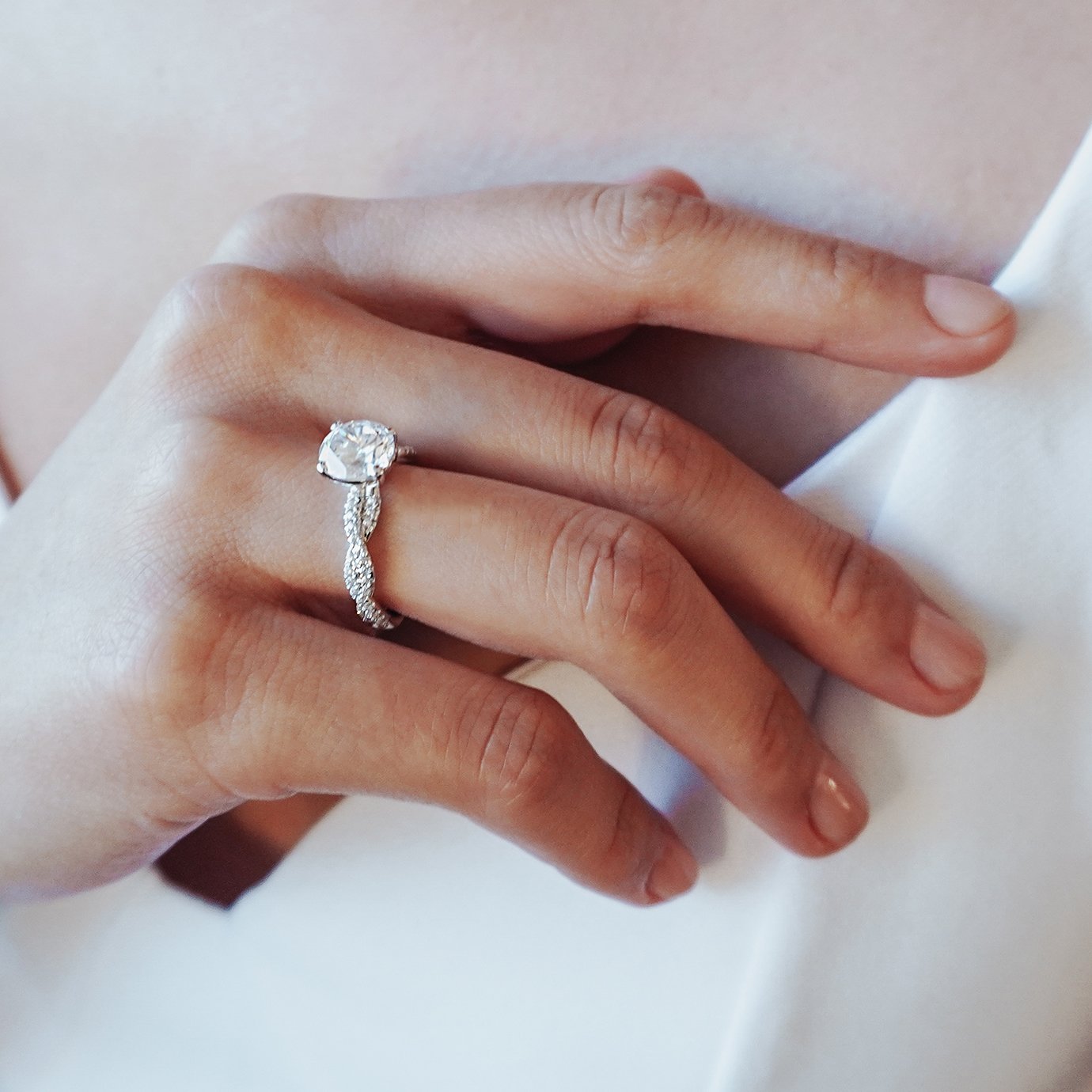 1.50 CT Round Shaped Moissanite Solitaire Twisted Engagement Ring