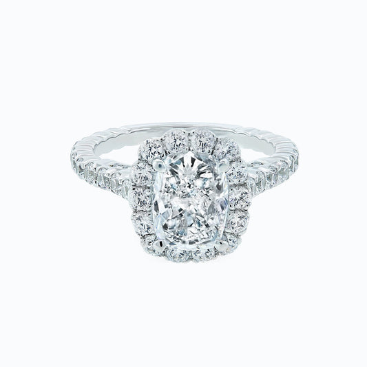 2.0 CT Cushion Shaped Moissanite Halo Engagement Ring