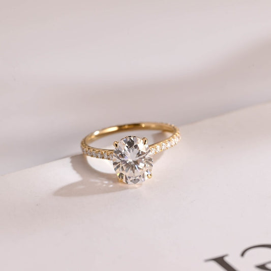 Stunning 1.0 - 2.0 CT Oval Moissanite Engagement Ring with Hidden Halo Design 1