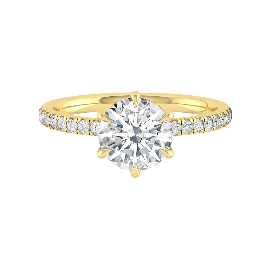 1.85 CT Round Cut Hidden Halo Pave Moissanite Engagement Ring