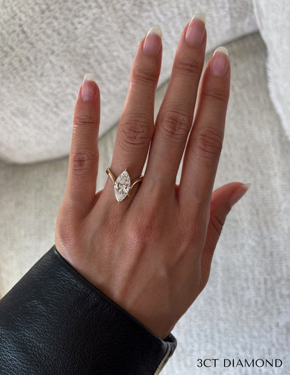1.0 - 3.0 CT Marquise Shaped Lab Grown Diamond Soliatire Style Engagement Ring