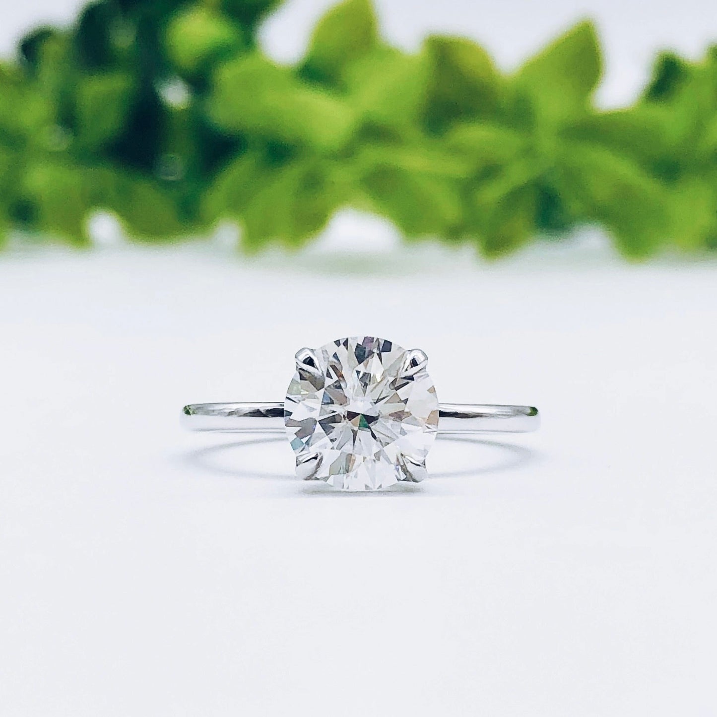 1.85 CT Round Cut Solitaire Moissanite Engagement Ring