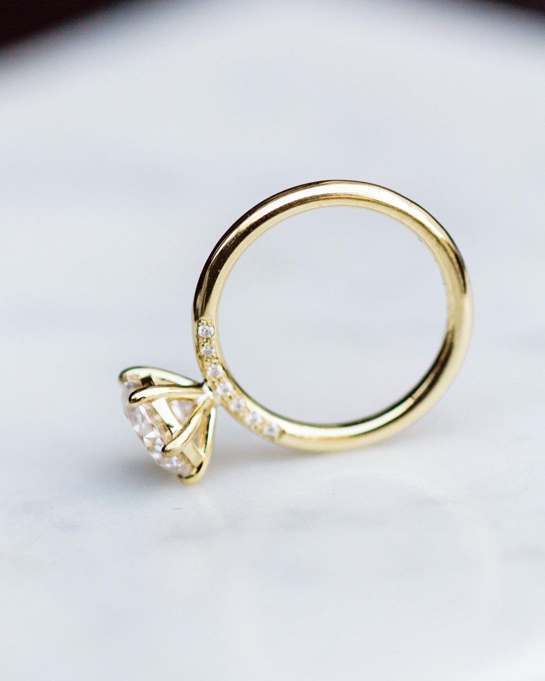 2.10 CT Rose Round Solitaire Moissanite Engagement Ring