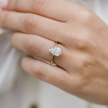 2 CT Pear Solitaire Lab Grown Diamond Engagement Ring