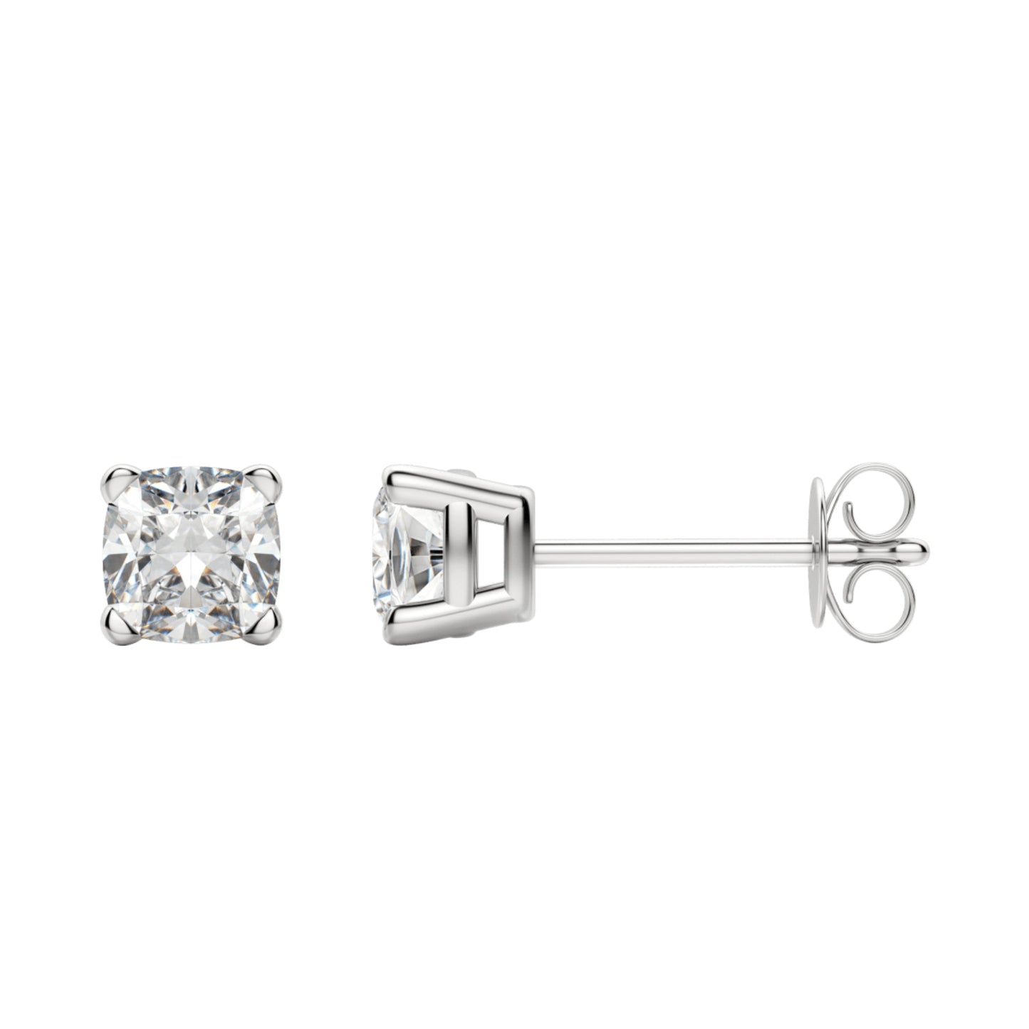 0.50 TCW-1.0 TCW Cushion Cut Moissanite Solitaire Stud Earrings