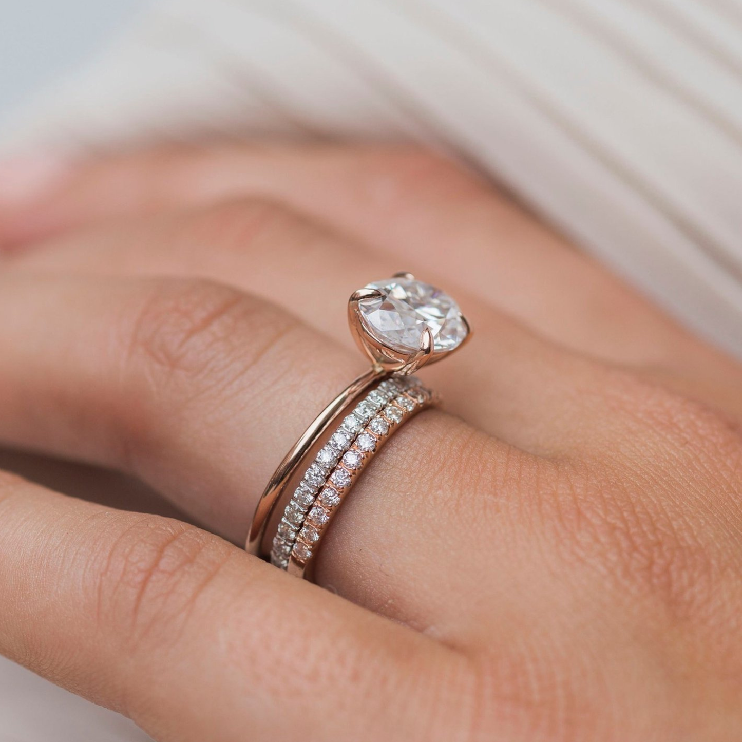 3.5 CT East West Oval Solitaire Lab Grown Diamond Engagement Ring